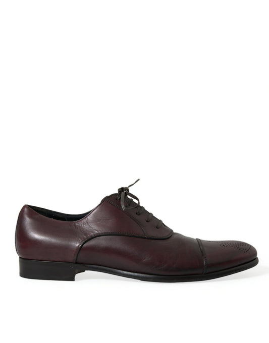 Dolce &amp; Gabbana Elegant Burgundy Läder Derby Skor