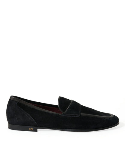 Mocasines elegantes de terciopelo negro de Dolce &amp; Gabbana para hombre