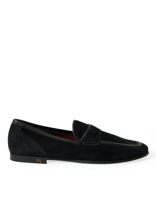 Dolce &amp; Gabbana Elegant Velvet Black Loafers för män