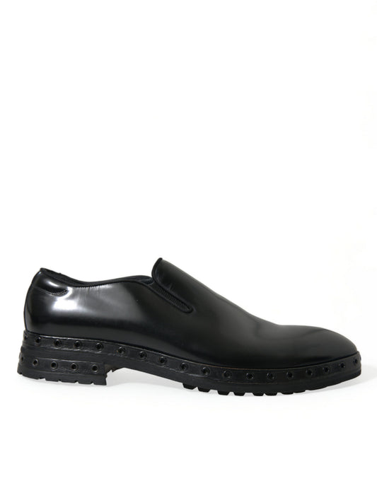 Dolce &amp; Gabbana eleganta loafers med dubb i svart läder