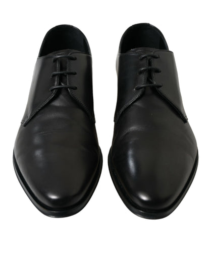 Dolce &amp; Gabbana Elegant Black Leather Derby Dress Shoes