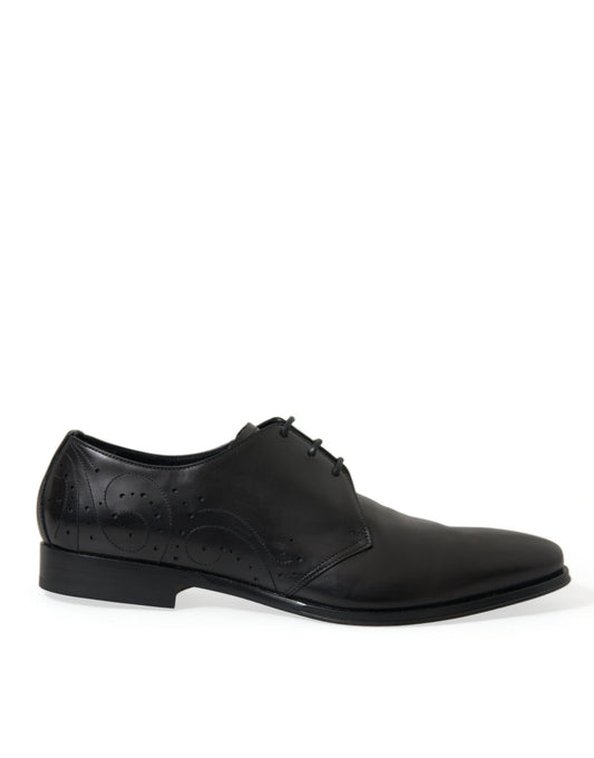 Dolce &amp; Gabbana Elegant Black Leather Derby Dress Shoes