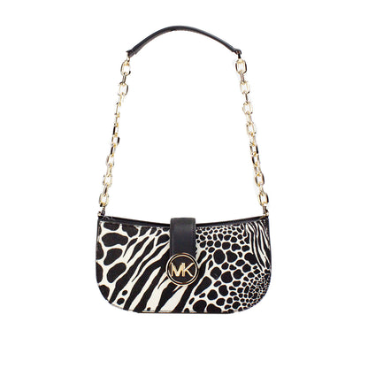 Bolso bandolera pequeño de piel de becerro color negro Carmen de Michael Kors