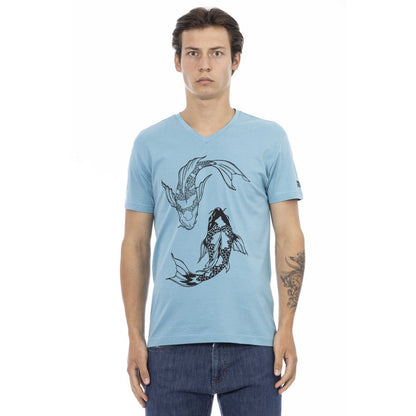 Camiseta de algodón azul claro para hombre Trussardi Action