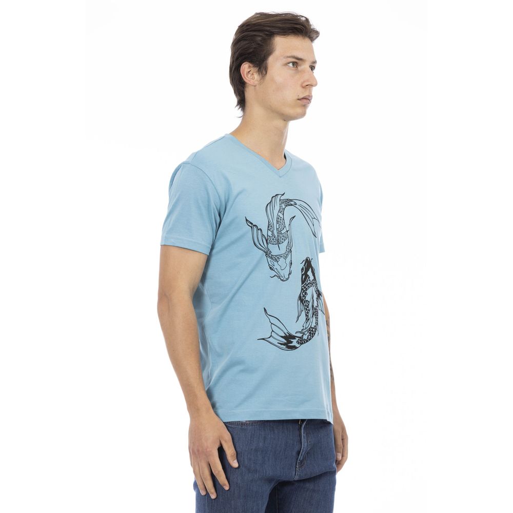 Camiseta de algodón azul claro para hombre Trussardi Action