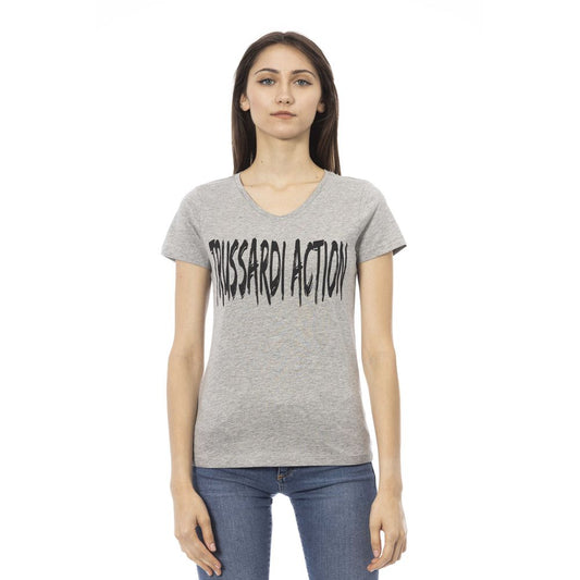 Top de algodón gris para mujer Trussardi Action