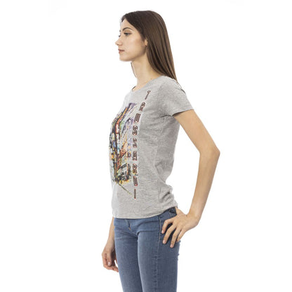 Top de algodón gris para mujer Trussardi Action