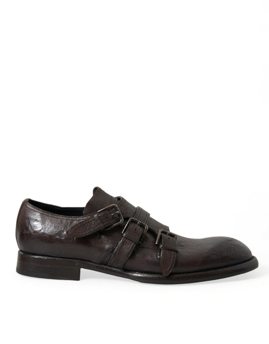 Dolce &amp; Gabbana Elegant Triple Buckle Leather Dress Shoes