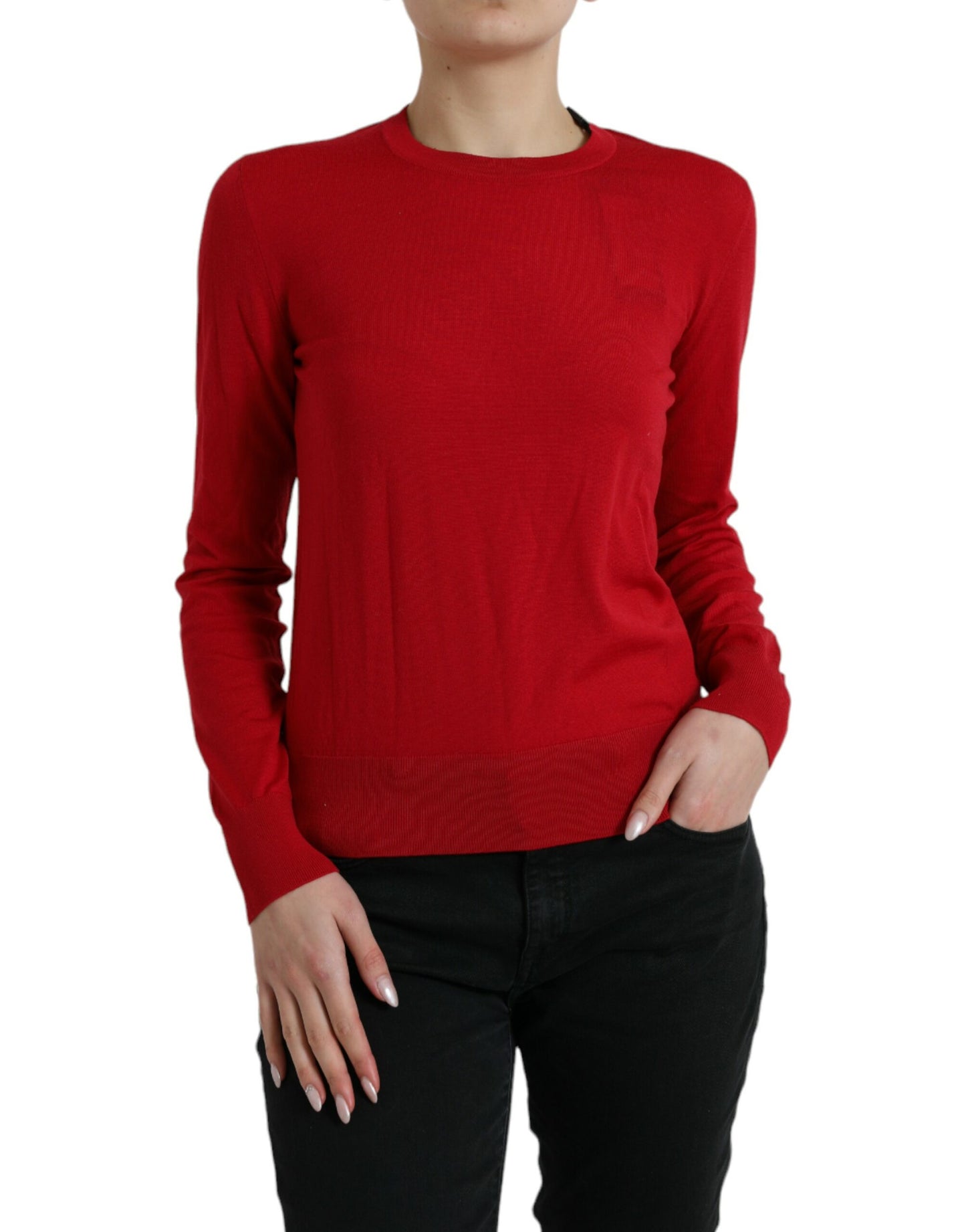 Dolce &amp; Gabbana Radiant Red Wool Pullover Tröja