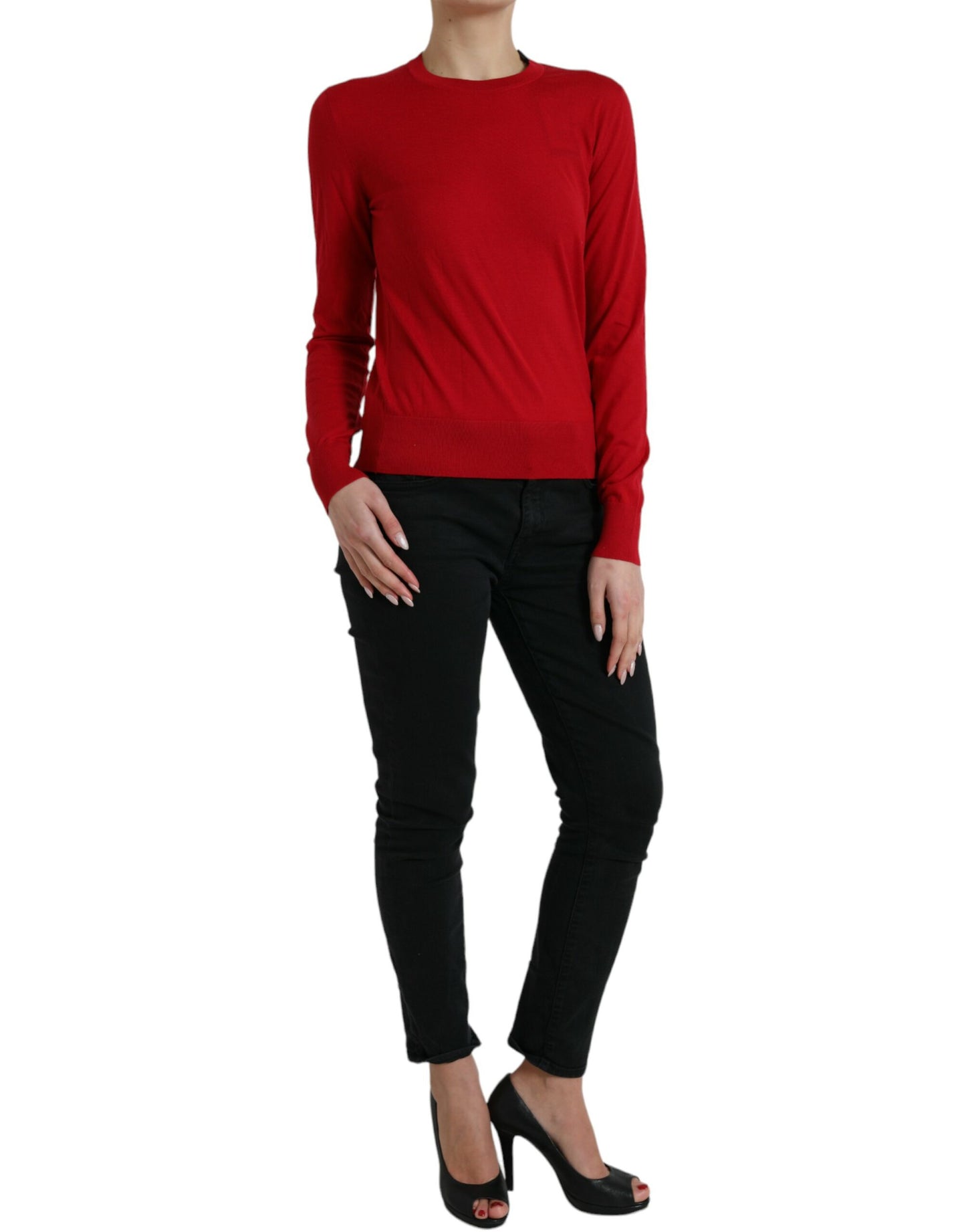 Dolce &amp; Gabbana Radiant Red Wool Pullover Tröja