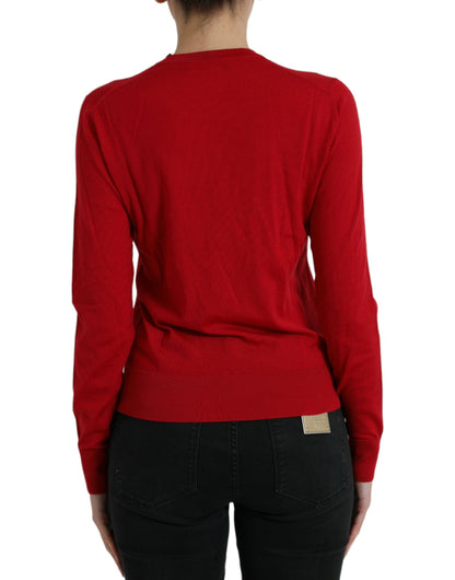 Dolce &amp; Gabbana Radiant Red Wool Pullover Tröja