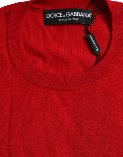 Dolce &amp; Gabbana Radiant Red Wool Pullover Tröja