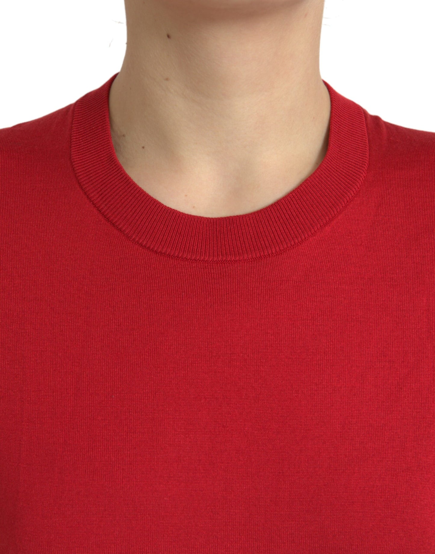 Dolce &amp; Gabbana Silk Red Crew Neck Top