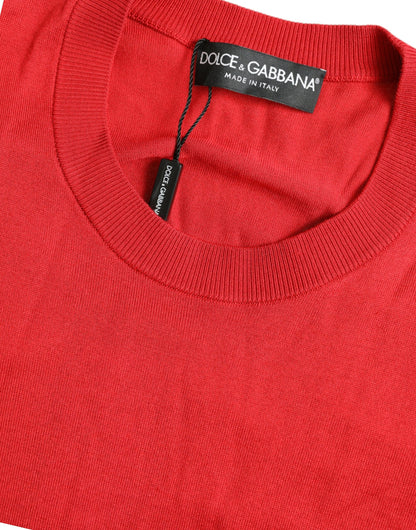 Dolce &amp; Gabbana Silk Red Crew Neck Top