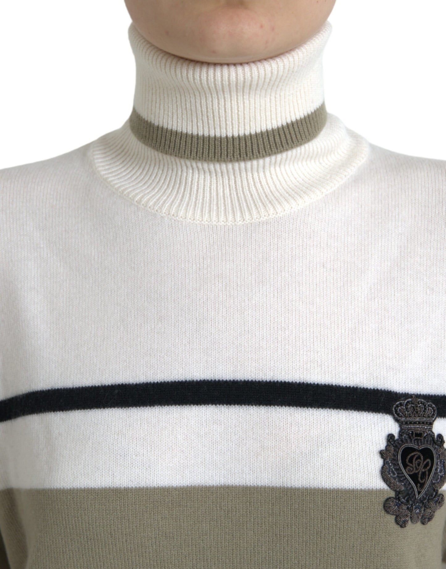 Dolce &amp; Gabbana italiensk randig ull tröja med turtleneck