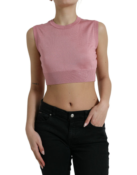 Dolce &amp; Gabbana Elegant Silk Crew Neck cropped linne