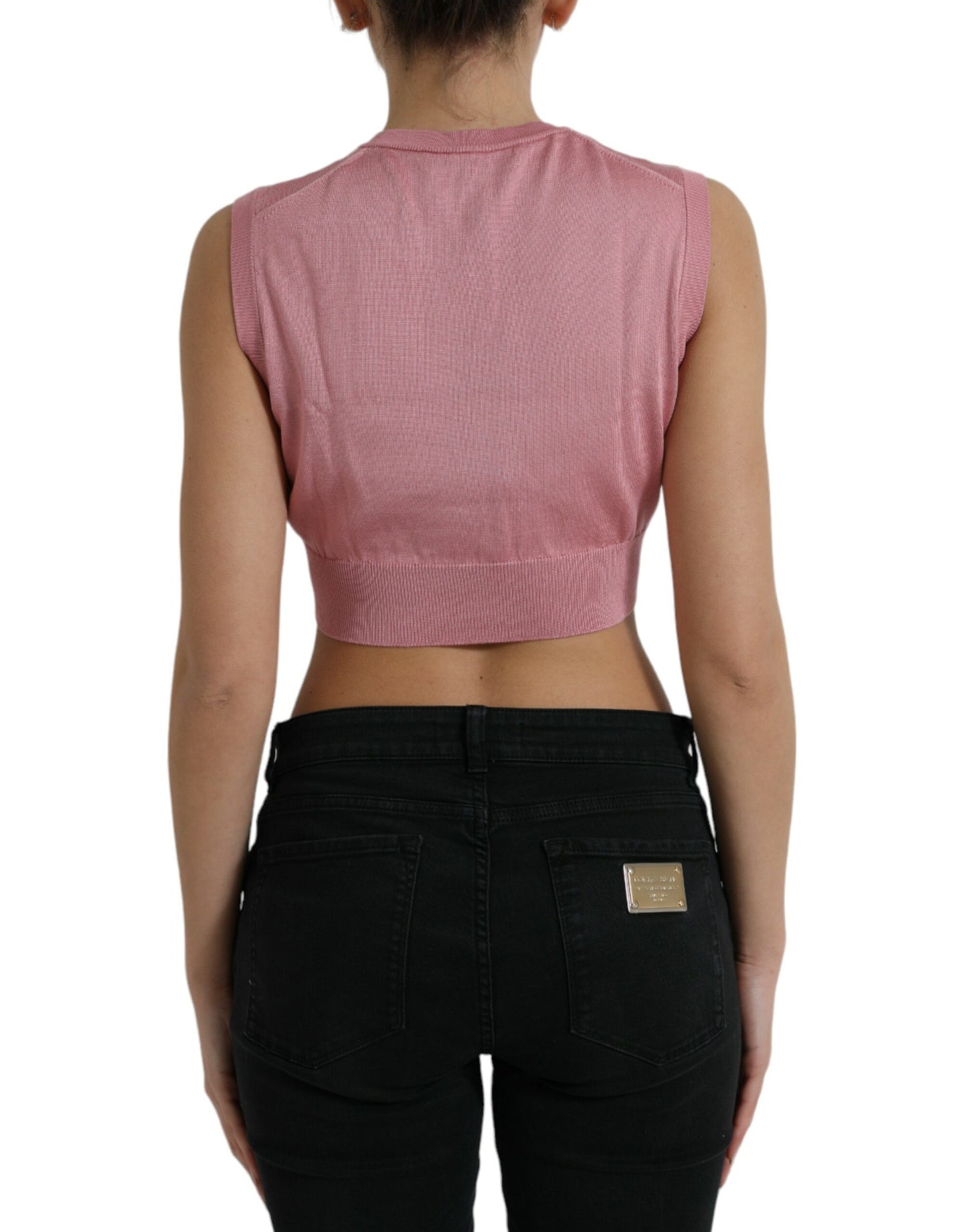 Dolce &amp; Gabbana Elegant Silk Crew Neck cropped linne