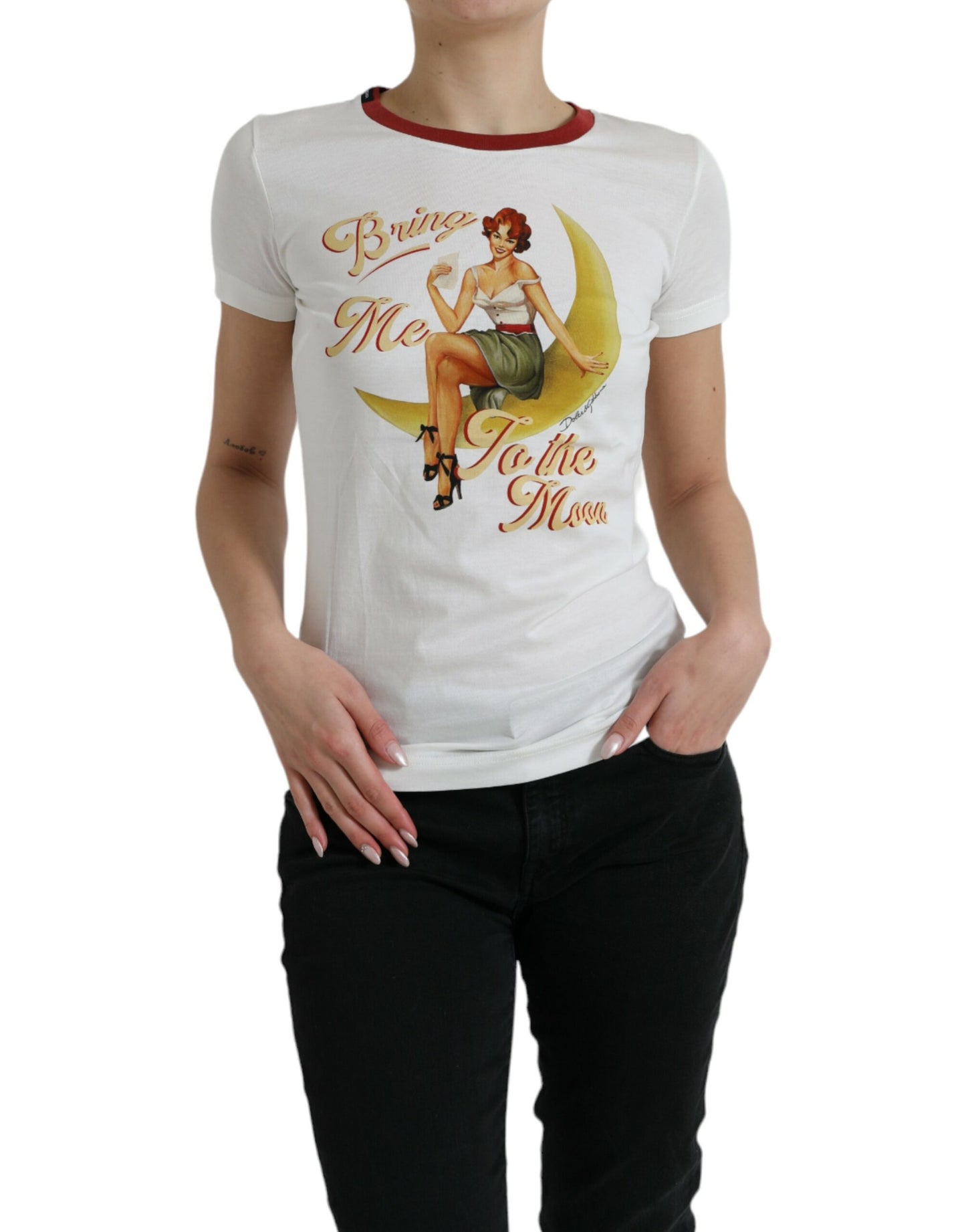 Dolce &amp; Gabbana Elegant vit bomull T-shirt med rund hals