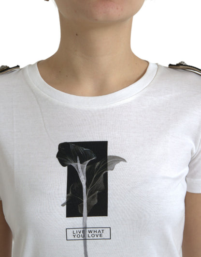 Dolce &amp; Gabbana elegant monokrom T-shirt med rund hals