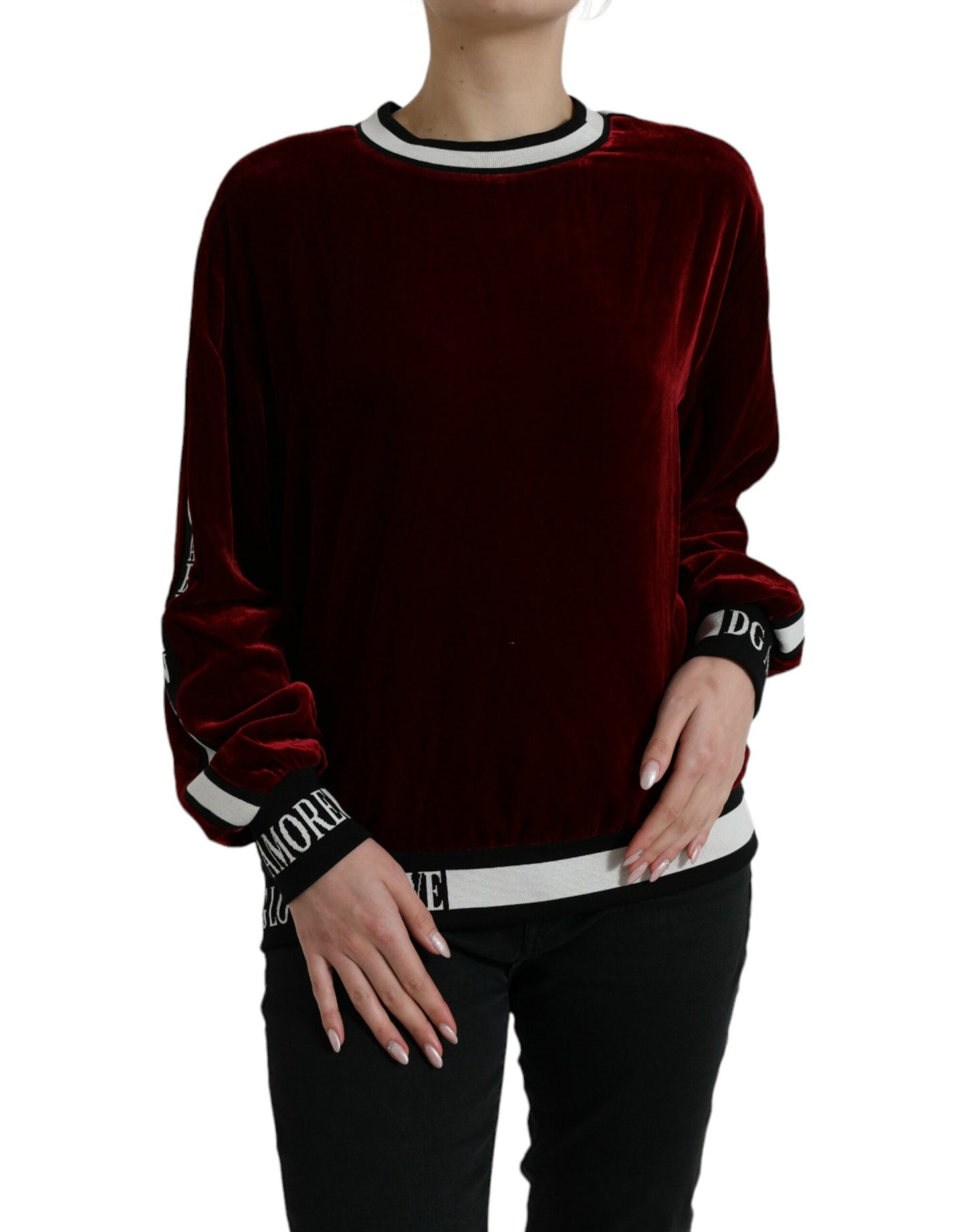 Dolce &amp; Gabbana Elegant Burgundy Silk Blend Sweater