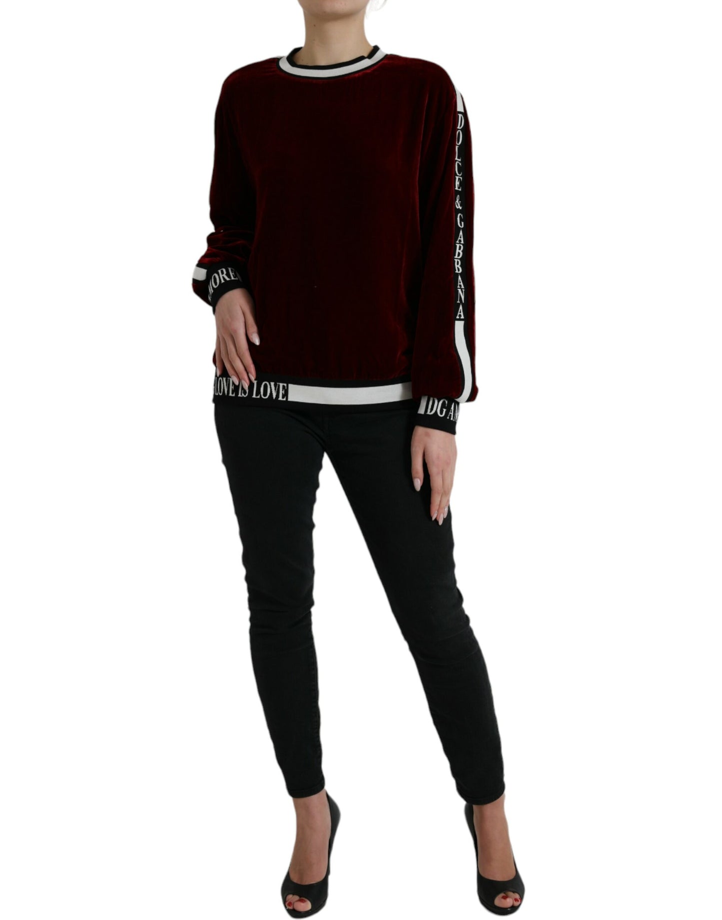 Dolce &amp; Gabbana Elegant Burgundy Silk Blend Sweater