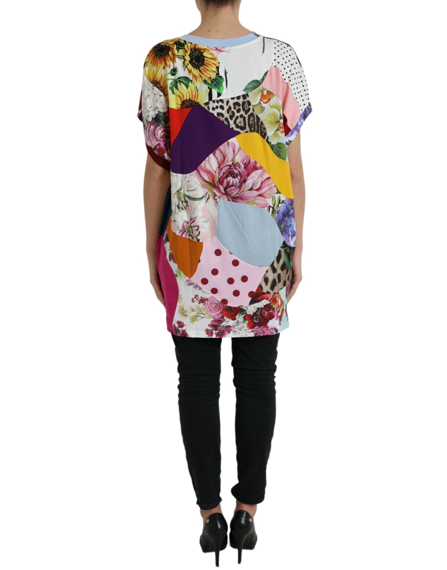 Dolce &amp; Gabbana Multicolor Cotton Silk Patchwork blus