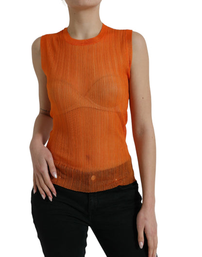 Camiseta sin mangas con cuello redondo en color naranja chic de Dolce &amp; Gabbana