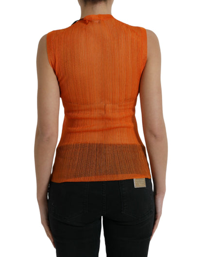 Camiseta sin mangas con cuello redondo en color naranja chic de Dolce &amp; Gabbana