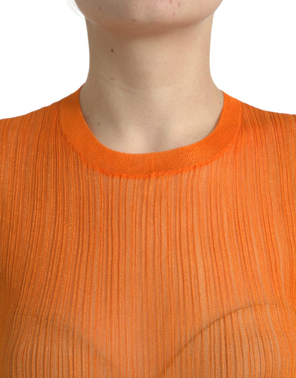 Camiseta sin mangas con cuello redondo en color naranja chic de Dolce &amp; Gabbana