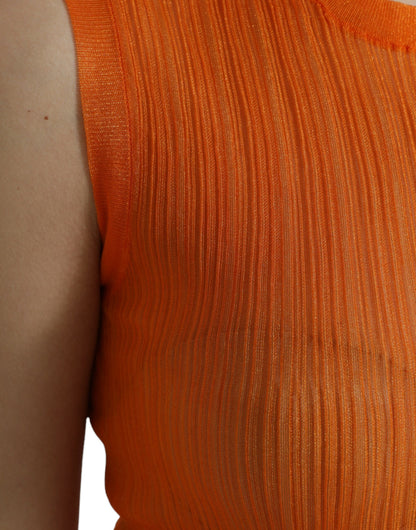 Camiseta sin mangas con cuello redondo en color naranja chic de Dolce &amp; Gabbana