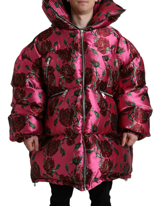 Dolce &amp; Gabbana Elegant Rose Print Quiltad jacka