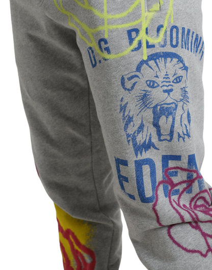 Dolce &amp; Gabbana Chic Grå Skinny Cotton joggingbyxor