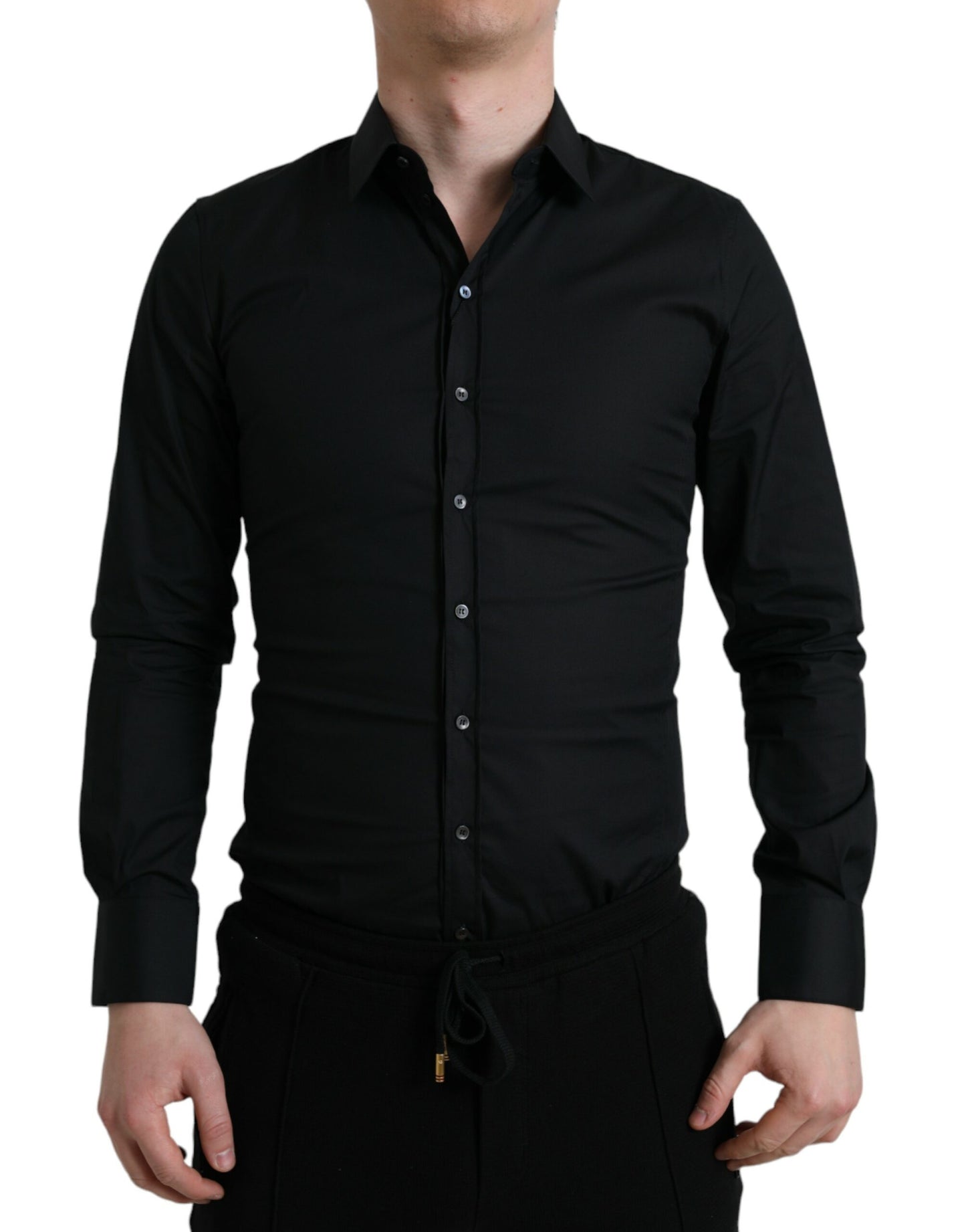 Dolce &amp; Gabbana Elegant svart Slim Fit italiensk klänningskjorta