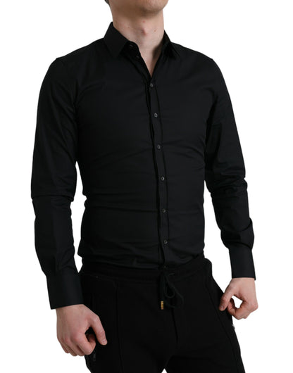 Dolce &amp; Gabbana Elegant svart Slim Fit italiensk klänningskjorta