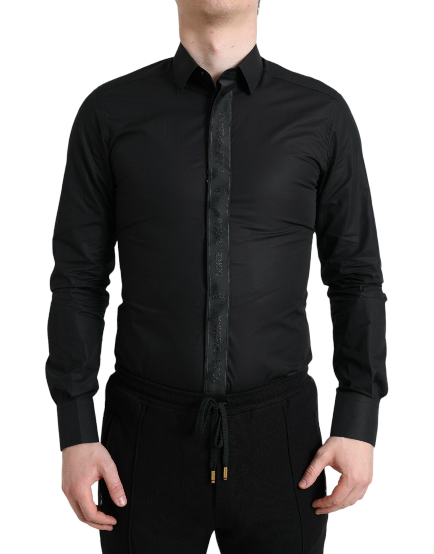 Dolce &amp; Gabbana Elegant Black Slim Fit Dress Shirt