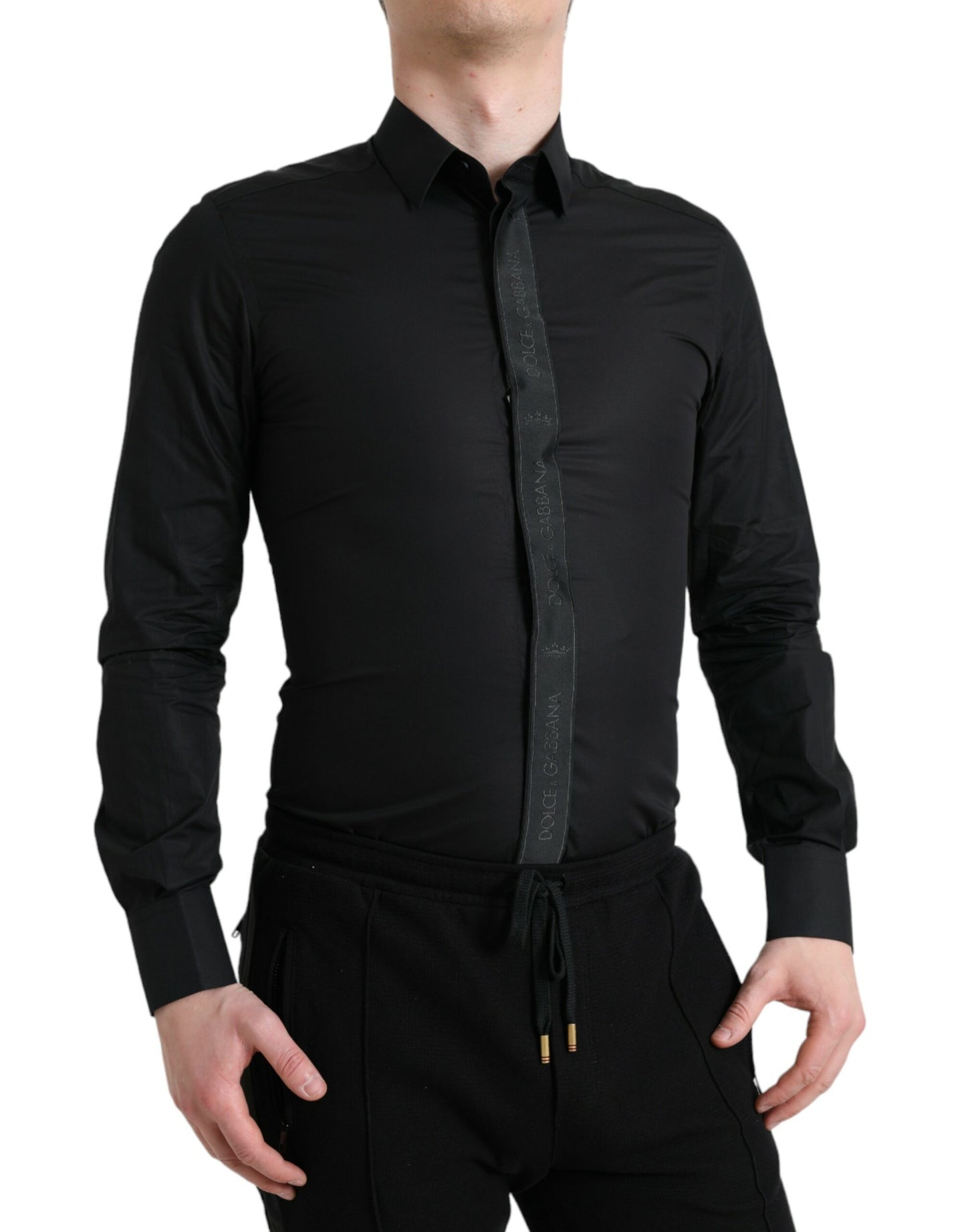 Dolce &amp; Gabbana Elegant Black Slim Fit Dress Shirt