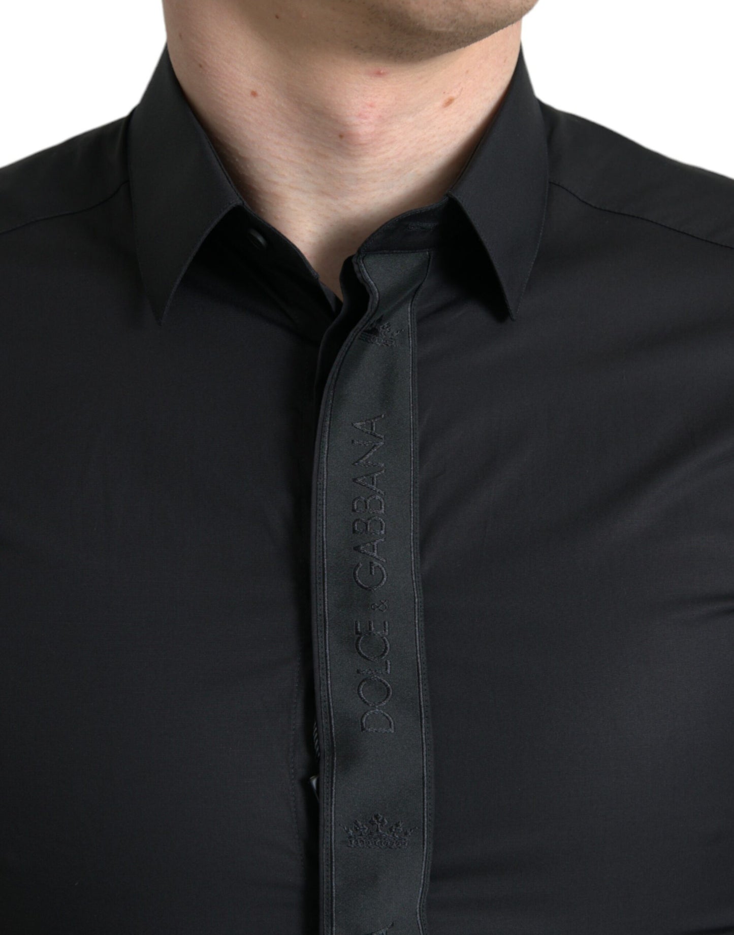 Dolce &amp; Gabbana Elegant Black Slim Fit Dress Shirt