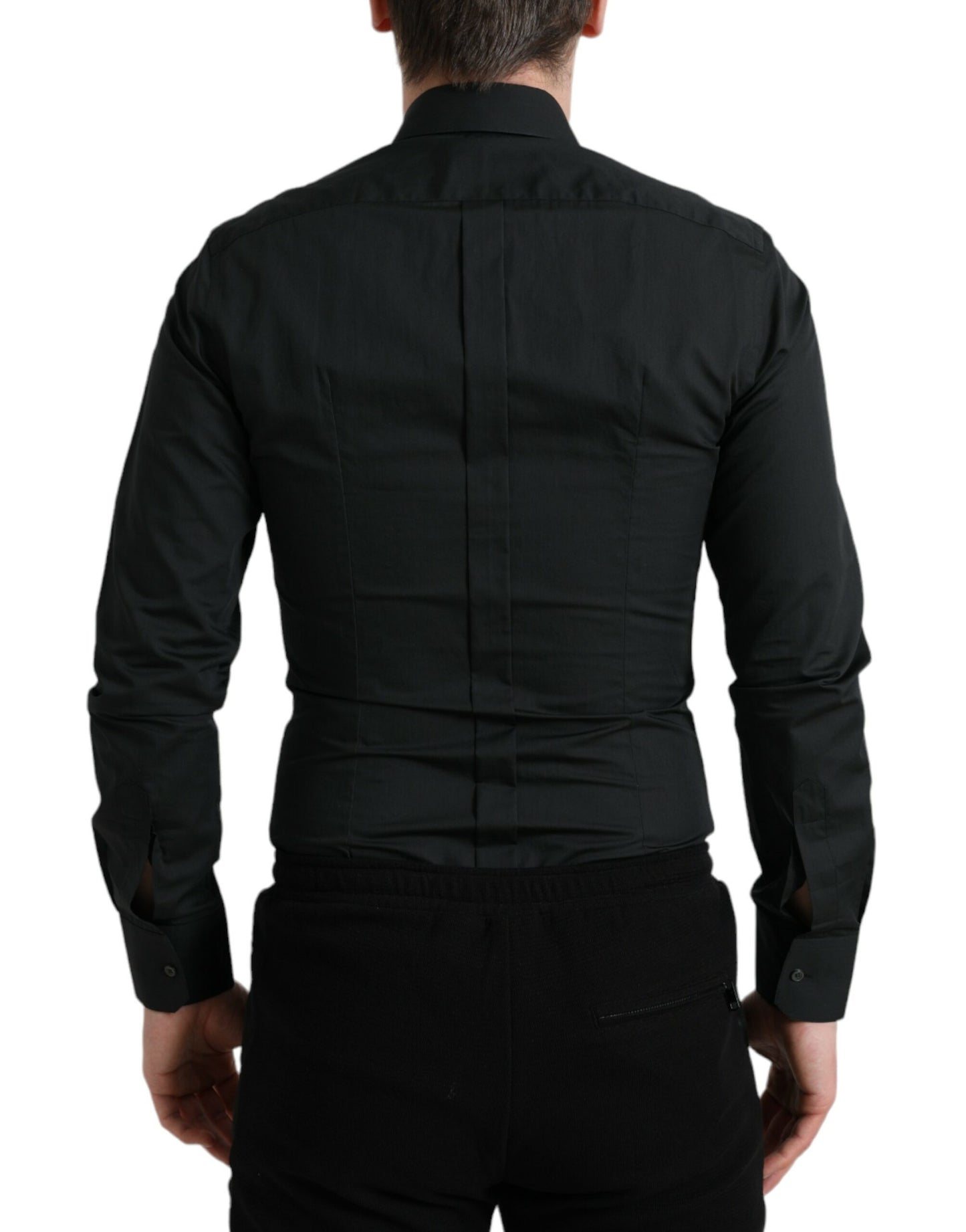 Dolce &amp; Gabbana Elegant Slim Black Silk Blend Dress Shirt