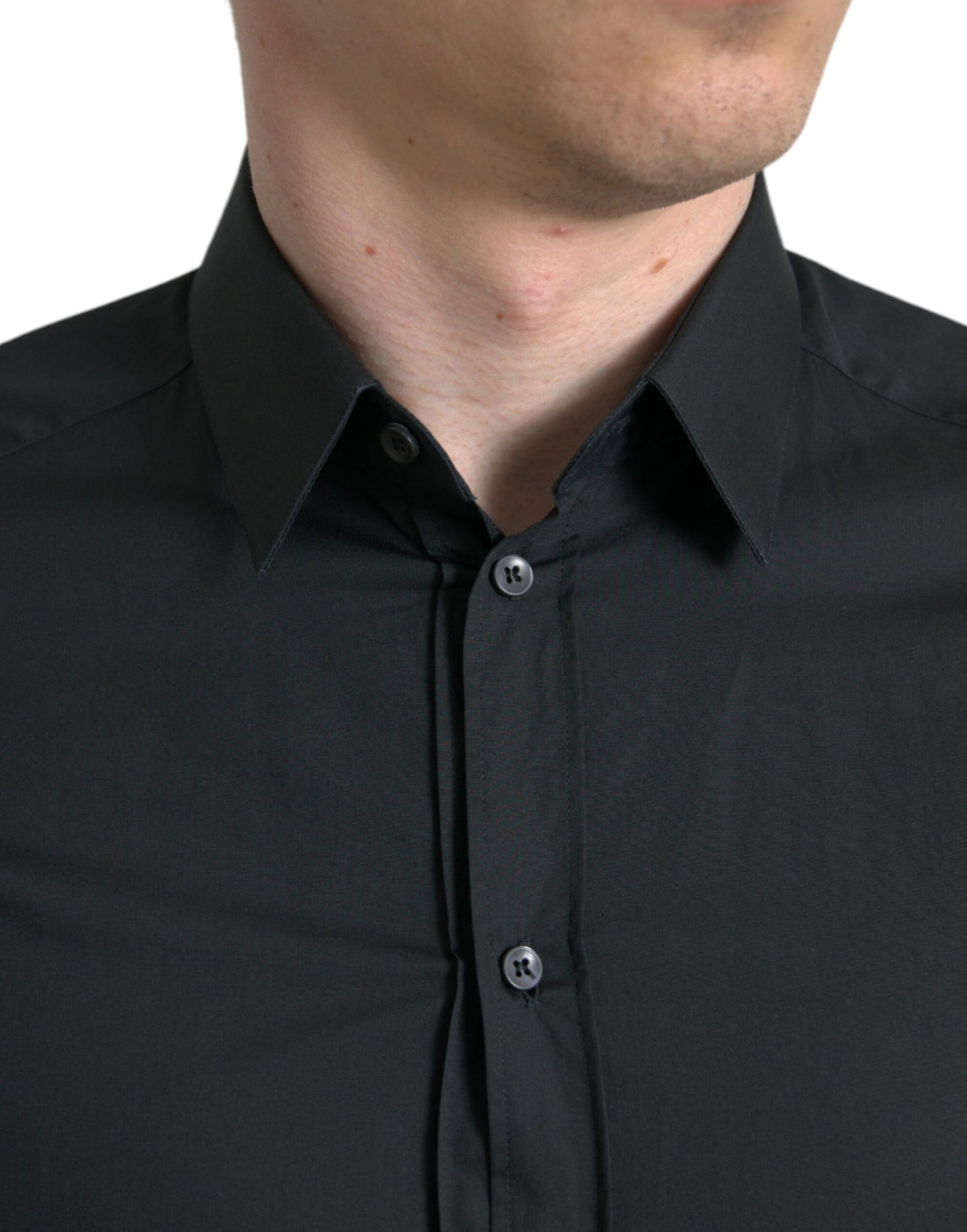 Dolce &amp; Gabbana Elegant Slim Black Silk Blend Dress Shirt