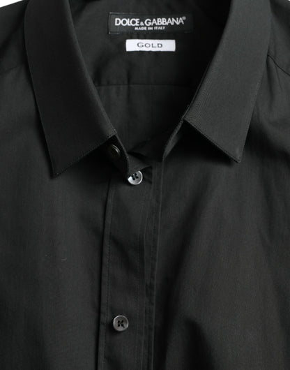 Dolce &amp; Gabbana Elegant Slim Black Silk Blend Dress Shirt