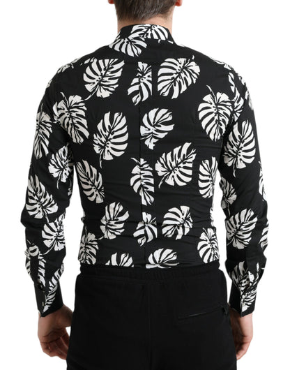 Dolce &amp; Gabbana Elegant Leaf Print Slim Fit Dress Shirt