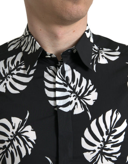 Dolce &amp; Gabbana Elegant Leaf Print Slim Fit Dress Shirt