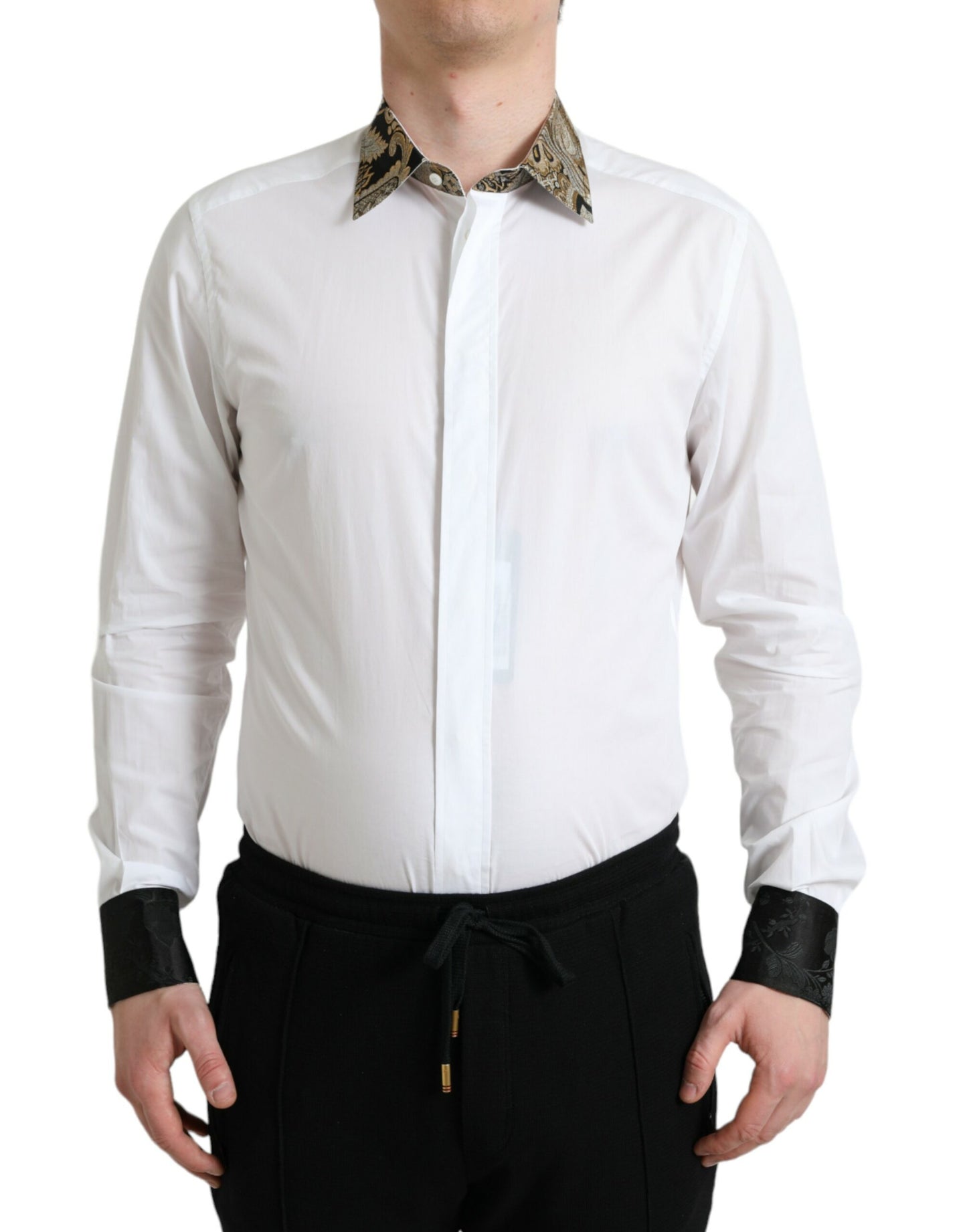 Dolce &amp; Gabbana Elegant Gold Detail Dress Shirt