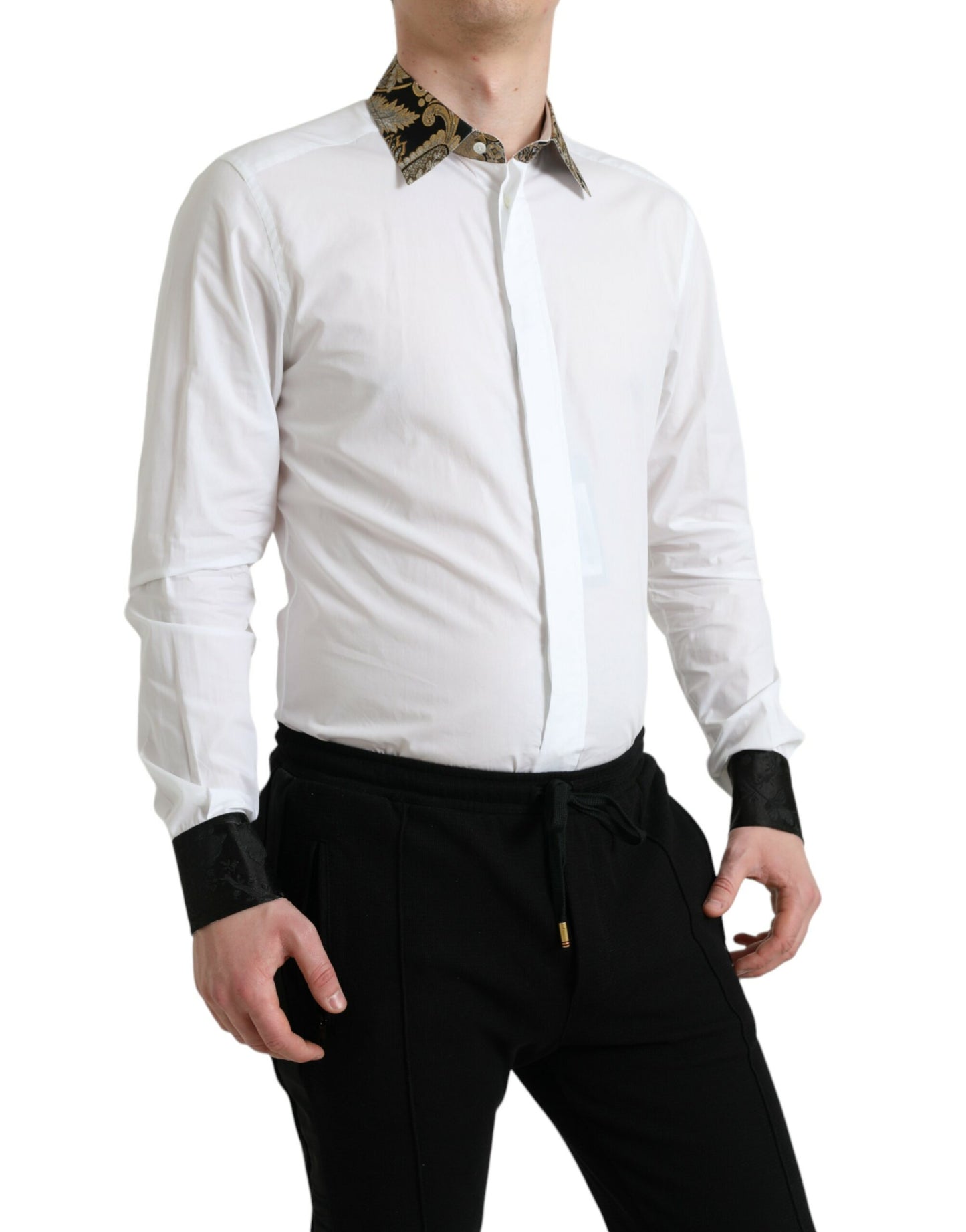 Dolce &amp; Gabbana Elegant Gold Detail Dress Shirt