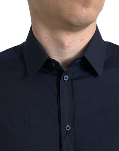 Camisa elegante de jacquard azul marino de Dolce &amp; Gabbana