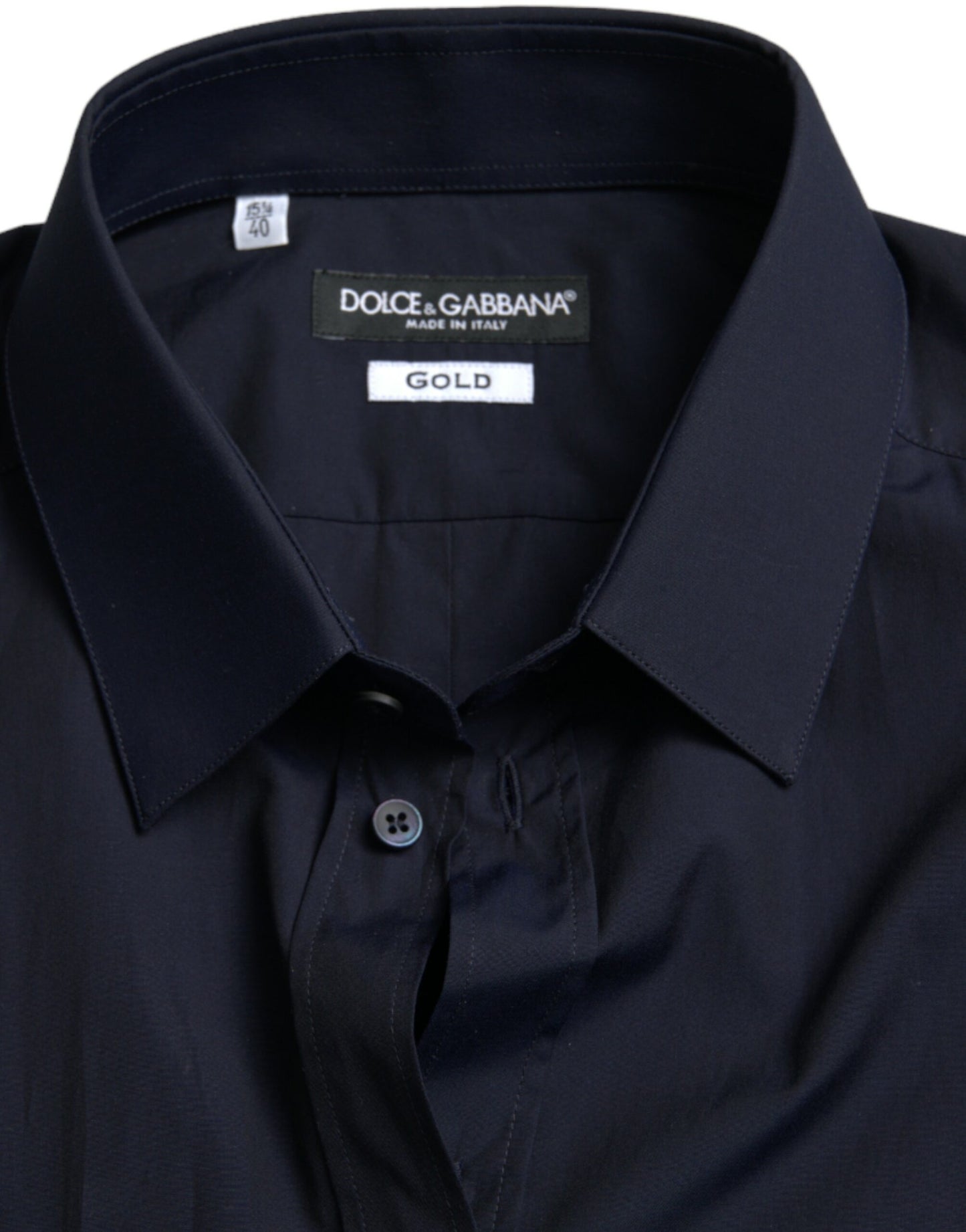 Camisa elegante de jacquard azul marino de Dolce &amp; Gabbana