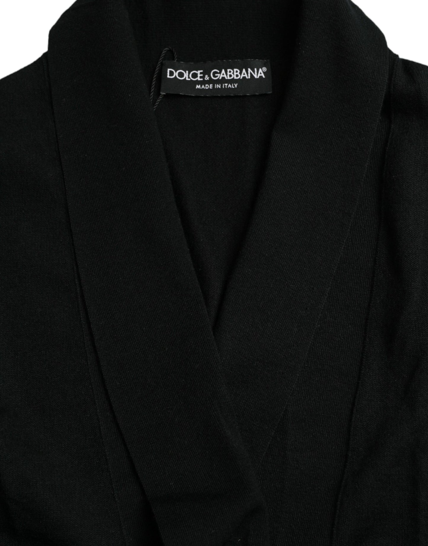 Dolce &amp; Gabbana Elegant svart kashmirrock med midjebälte