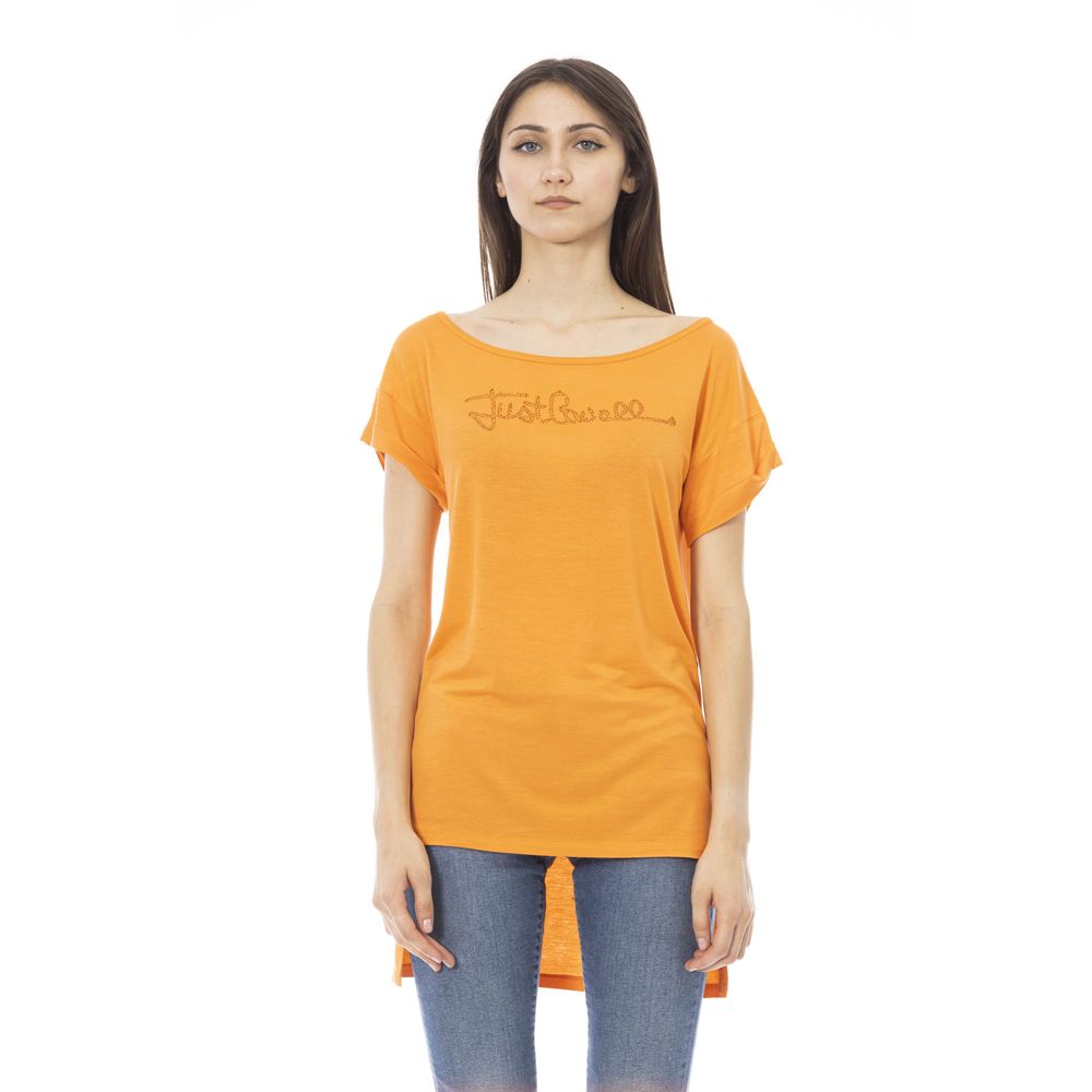 Camiseta de algodón naranja para mujer Just Cavalli