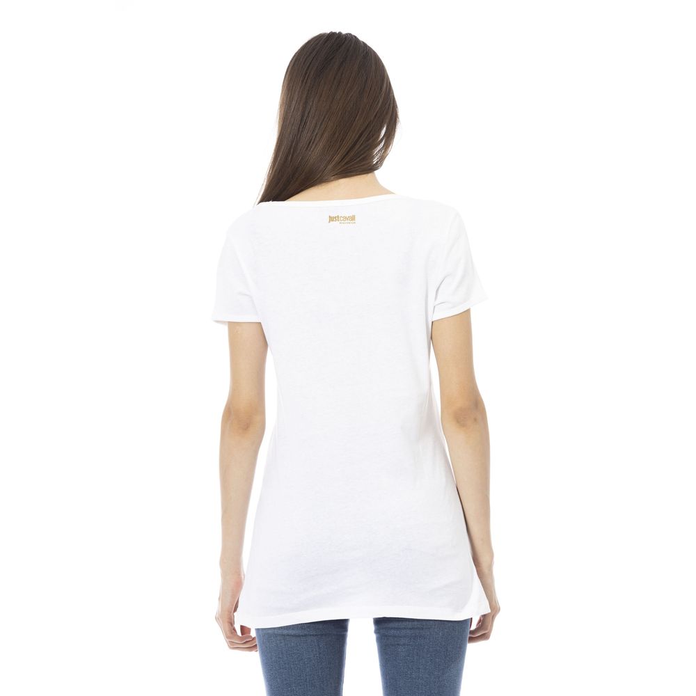 Camiseta de algodón blanca para mujer Just Cavalli