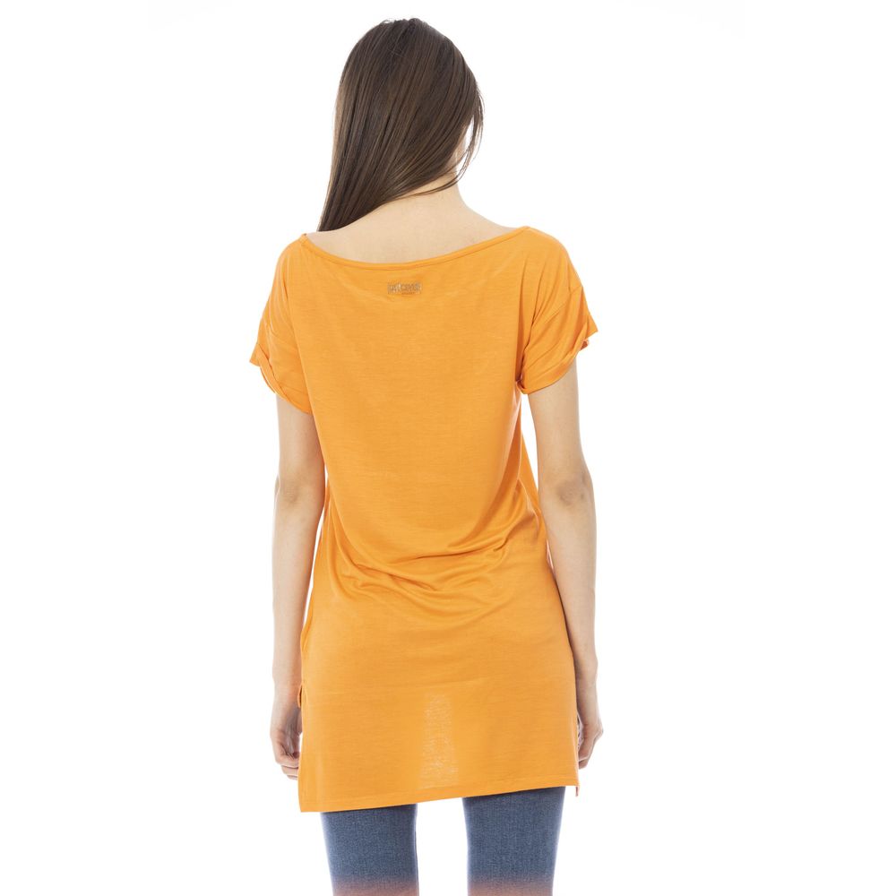 Camiseta de algodón naranja para mujer Just Cavalli